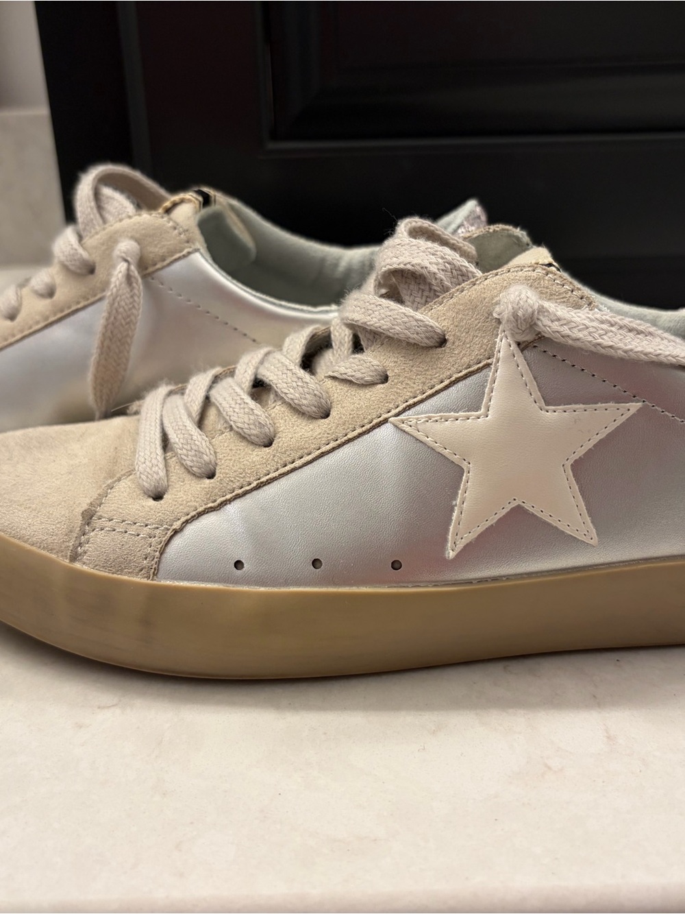 ShuShop Silver & White Star with Purple Accent Women's Sneakers
